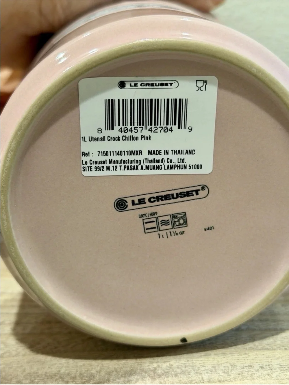 Le Creuset Stoneware Utensil Crock Holder 1L / 1.8 Qt - Chiffon Pink - Rare